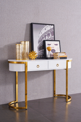 Clearance Wallunits & Consoles 131 Hallway Console Table White/Gold